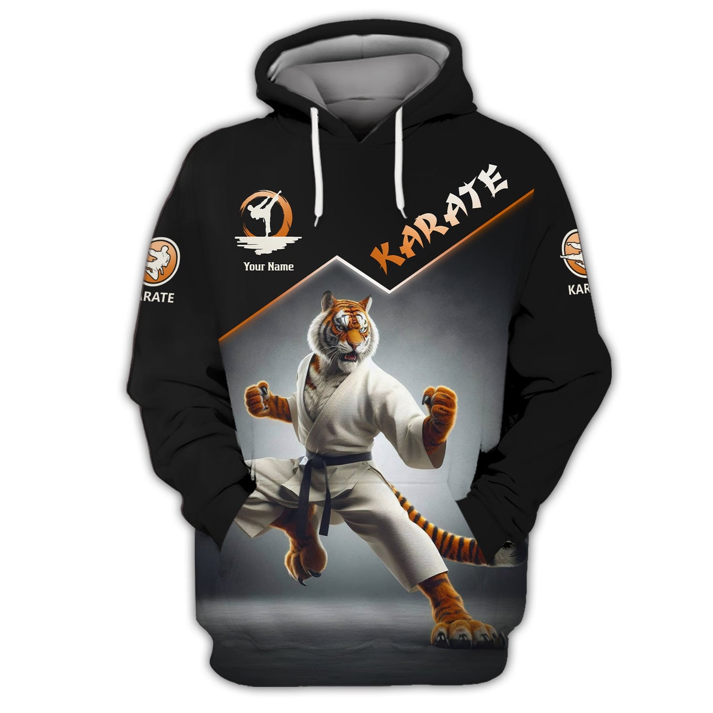 Sudadera con capucha y cremallera con diseño de tigre de karate personalizado: libera al guerrero que llevas dentro