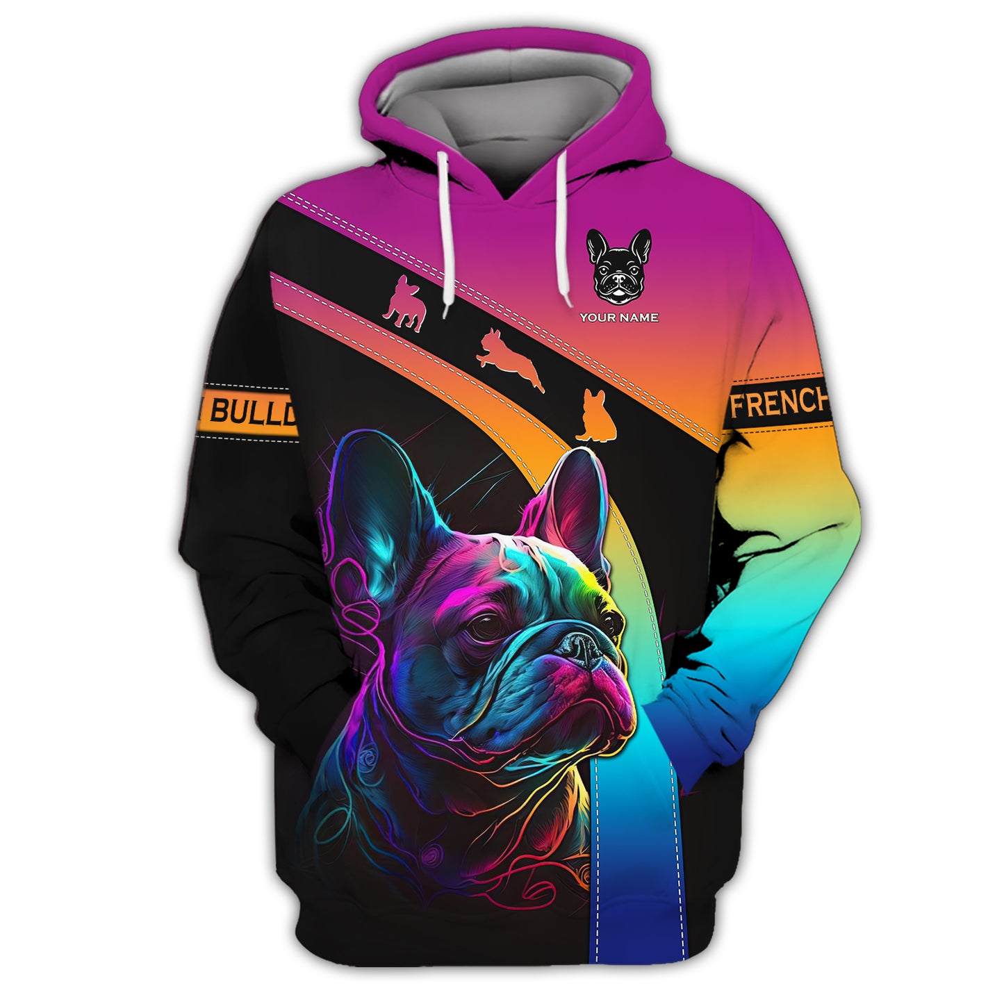 3D Full Print Vibrant French Bulldog T-Shirt Personalized Name Gift For Dog Lovers
