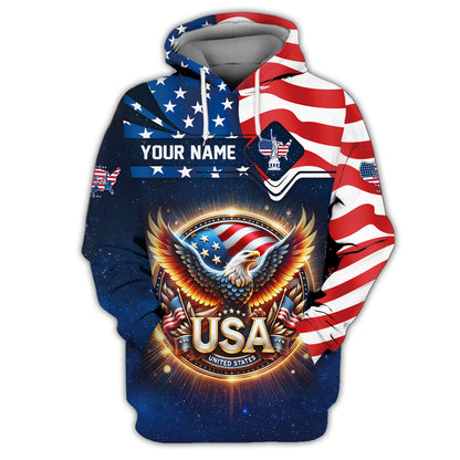 3D Full Print Coat Of Arms America T-Shirts Personalized Name Gift For American Lovers