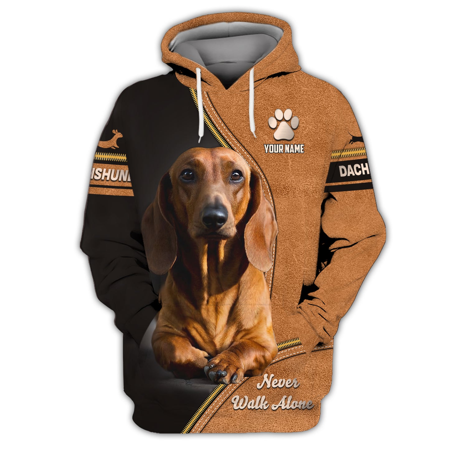 Dachshund Custom Name 3D T-Shirt Never Walk Alone Shirts Gift For Dog Lovers