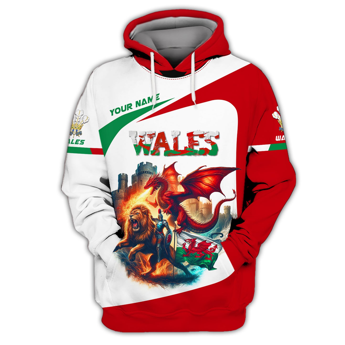 Camisetas personalizadas Flame Of Wales Camiseta con estampado completo en 3D de Gales Regalo para amantes de Gales