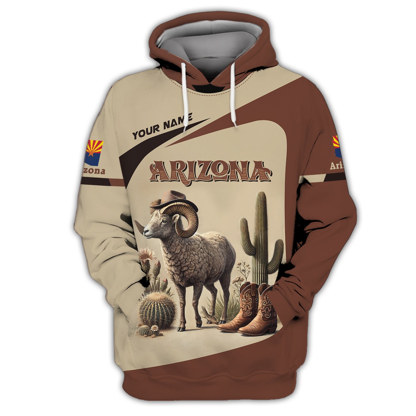 3D Full Print Bighorn Sheep Of Arizona T-Shirts Personalized Name Gift For Arizona Lovers