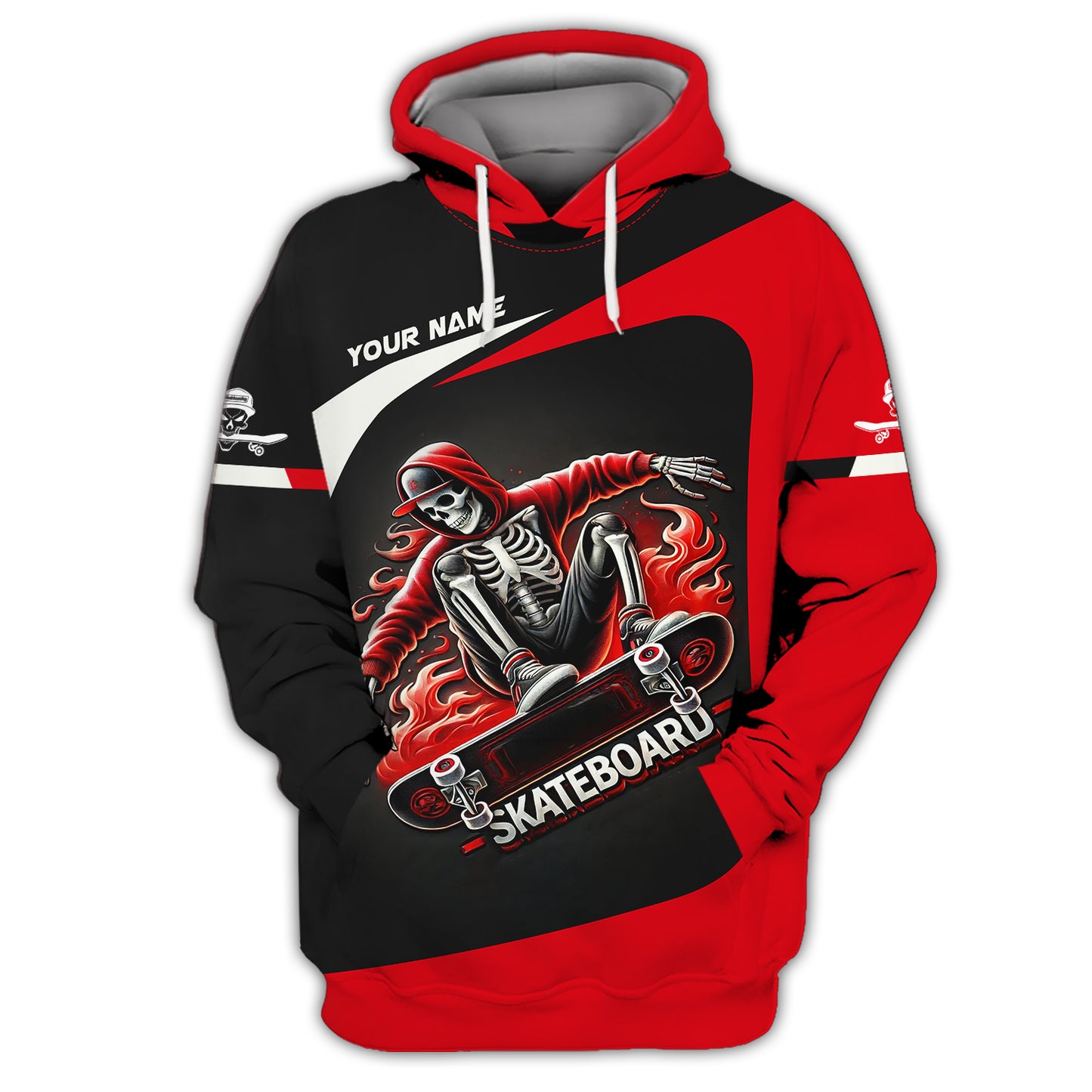 3D Full Print Skull Skateboard T-Shirts Personalized Name Gift For Skateboard Lovers