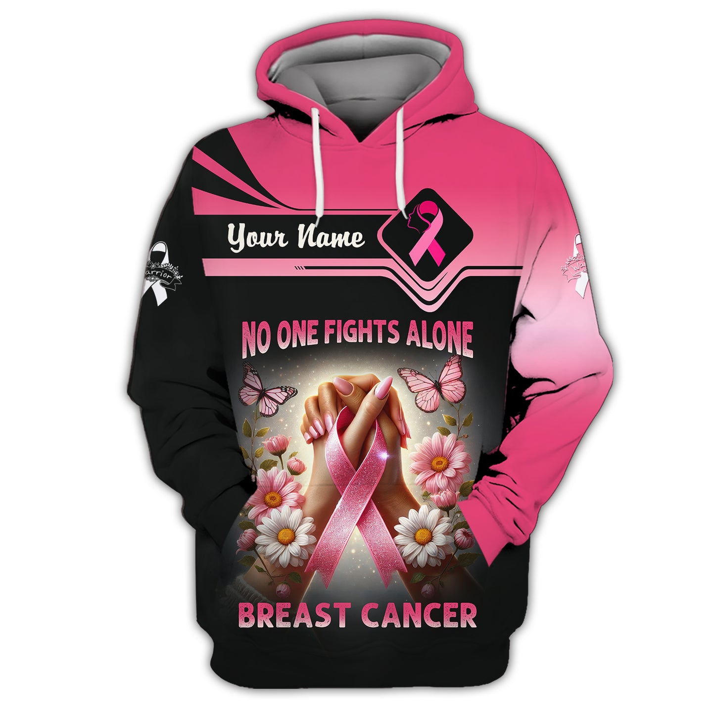 Personalized Name Breast Cancer 3D T-Shirt - No One Fights Alone