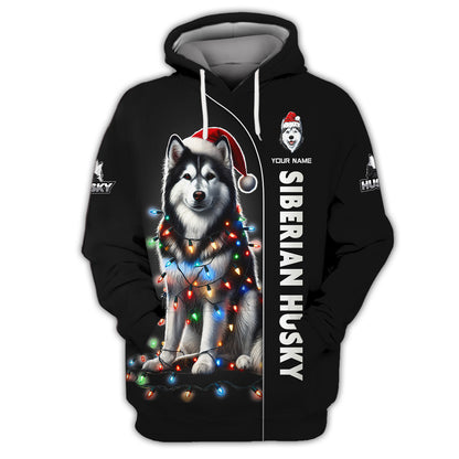 Custom Name T-Shirt Christmas Husky Gift For Dog Lover 3D T-Shirt