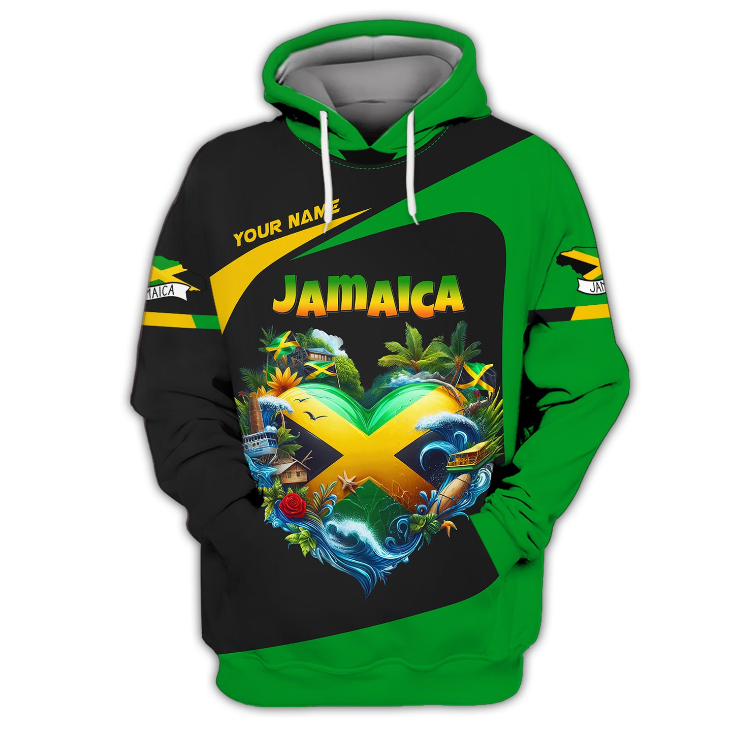 Jamaica Heart Culture Custom Name 3D Shirt Personalized Gift For Jamaican Lovers