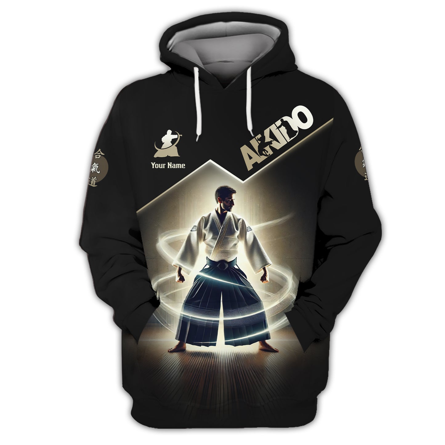Custom Aikido Zipper Hoodie Mastery of Harmony and Energy Personalized Name Gift For Aikido Lovers