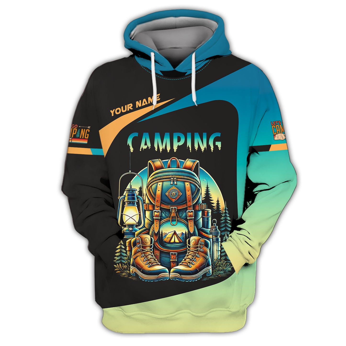 T-shirt personnalisé avec nom de camping en 3D, équipement de camping, cadeau personnalisé pour les amateurs de camping