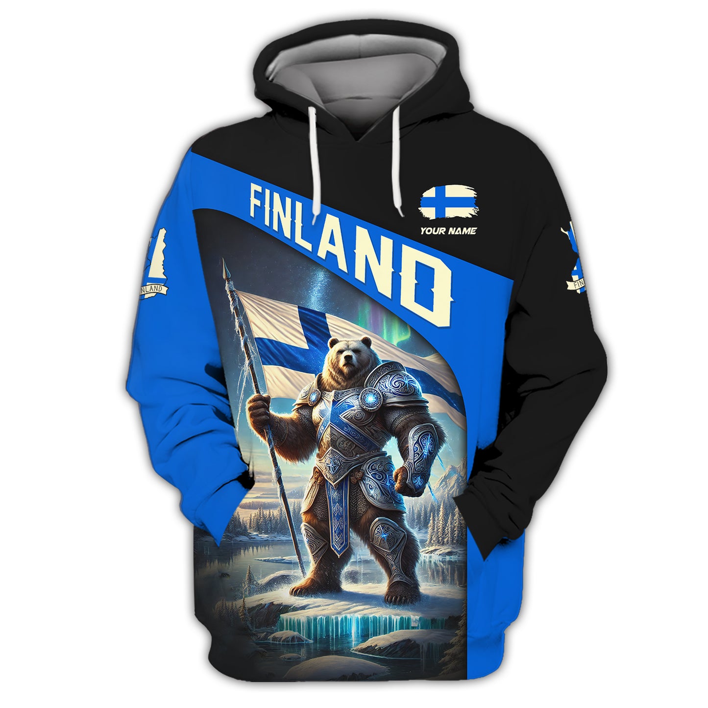 Custom T-Shirt Mighty Finnish Bear Warrior Personalized Name Gift For Finnish Lovers