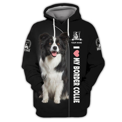 Camiseta con nombre personalizado de Border Collie, regalo para amantes de los perros, camisetas 3D