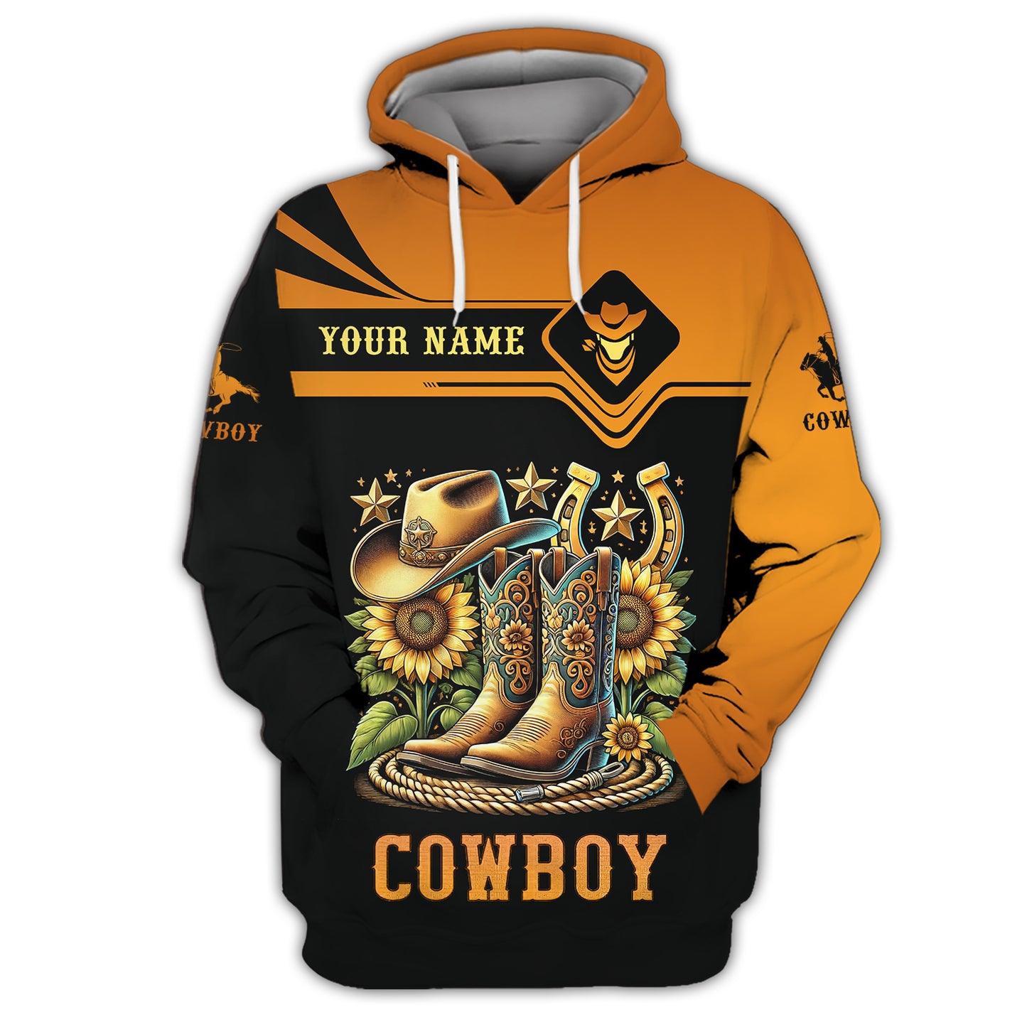 3D Full Print Cowboy Boots With Hat And Sunflowers T-Shirts Personalized Name Gift For Cowboy Lovers