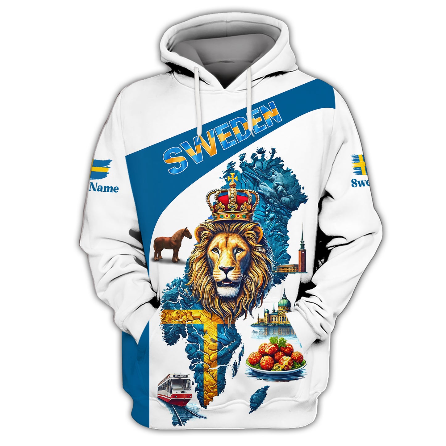 3D Full Print The Lion King With Map Of Sweden Shirt Personalized Name Gift For Swedish Lovers