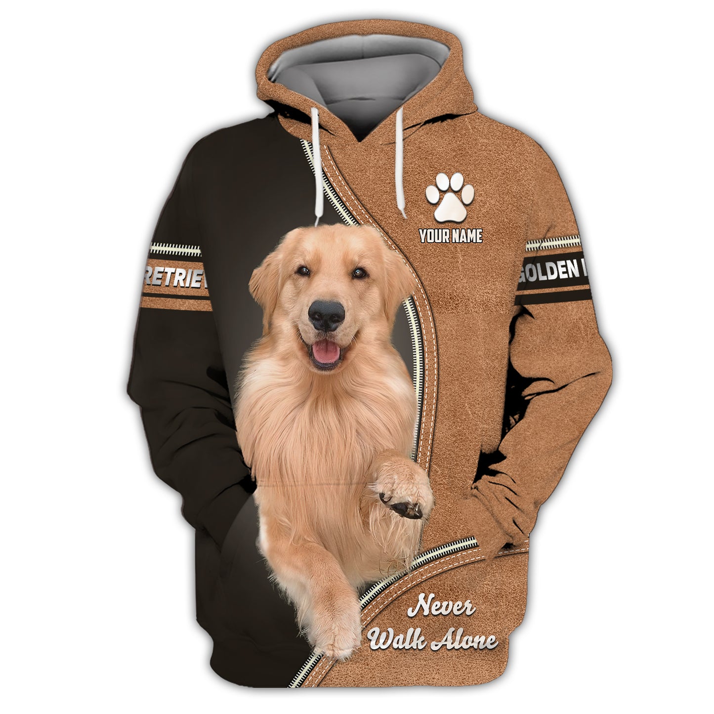 T-shirt Golden Retriever personnalisé - Ne marchez jamais seul