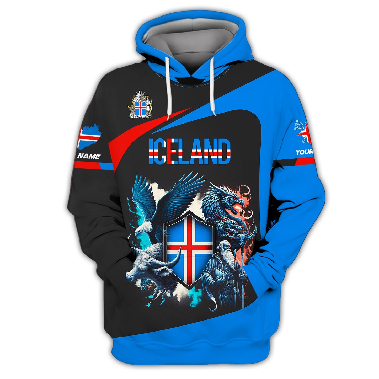 Coat Of Arms Iceland Custom Zipper Hoodie Gif For Icelandic Lover 3D Shirt