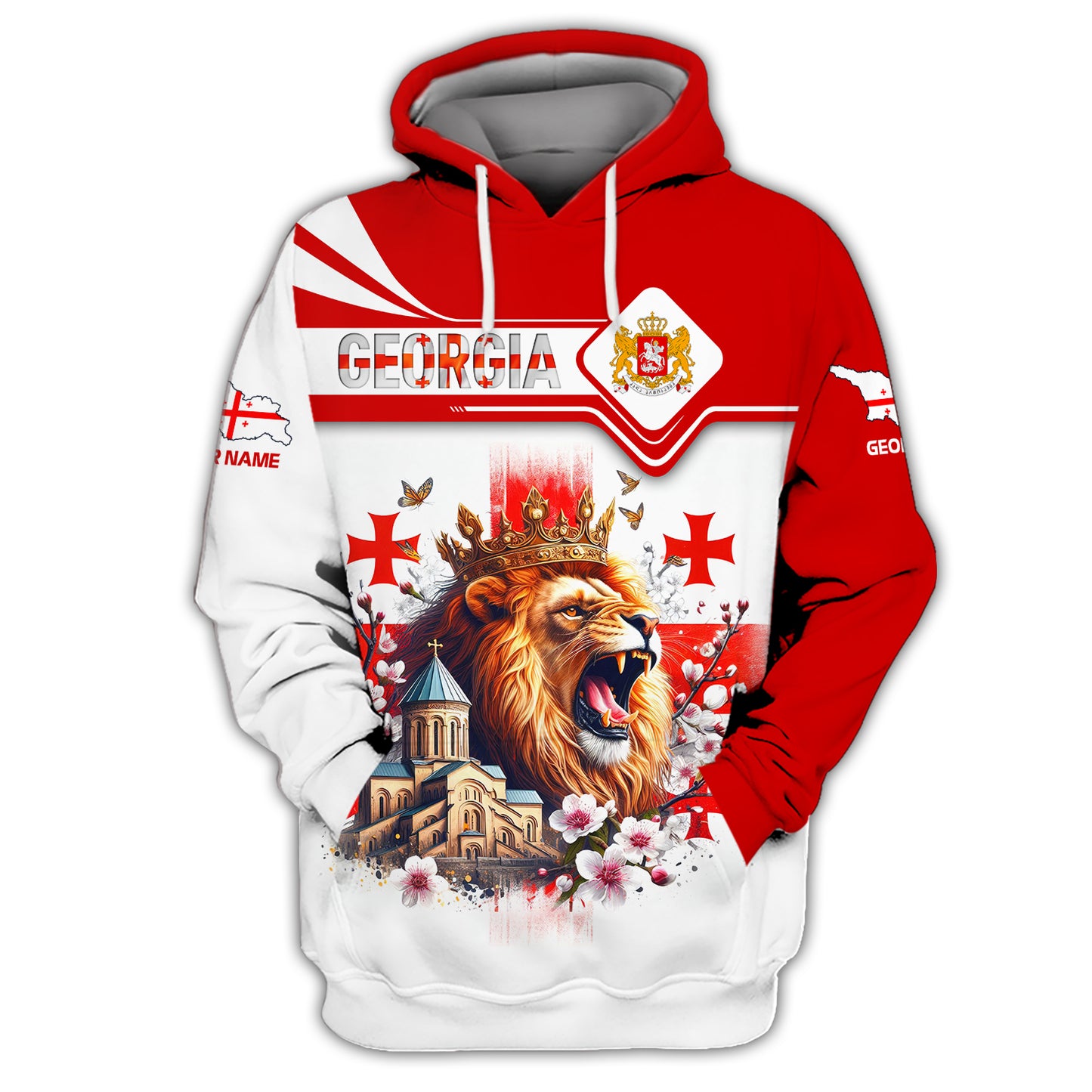 3D Full Print The Lion King Of Georgia Shirts Personalized Name Gif For Gruzia Lovers