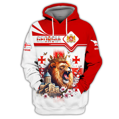 Camisetas con impresión 3D completa de El Rey León de Georgia con nombre personalizado Gif para amantes de Gruzia