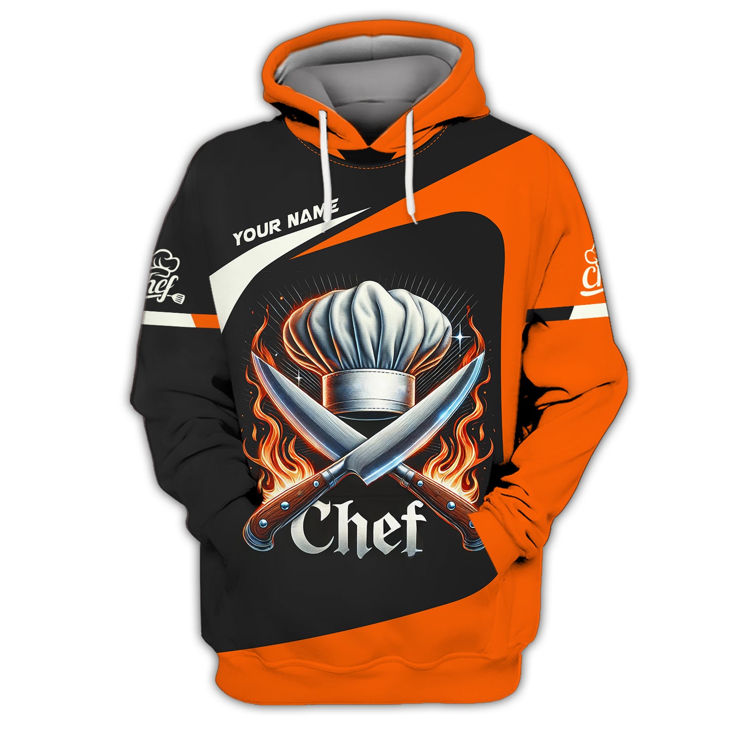 T-shirt 3D Full Print Blazing Chef Knifes Cadeau personnalisé pour les amateurs de chefs