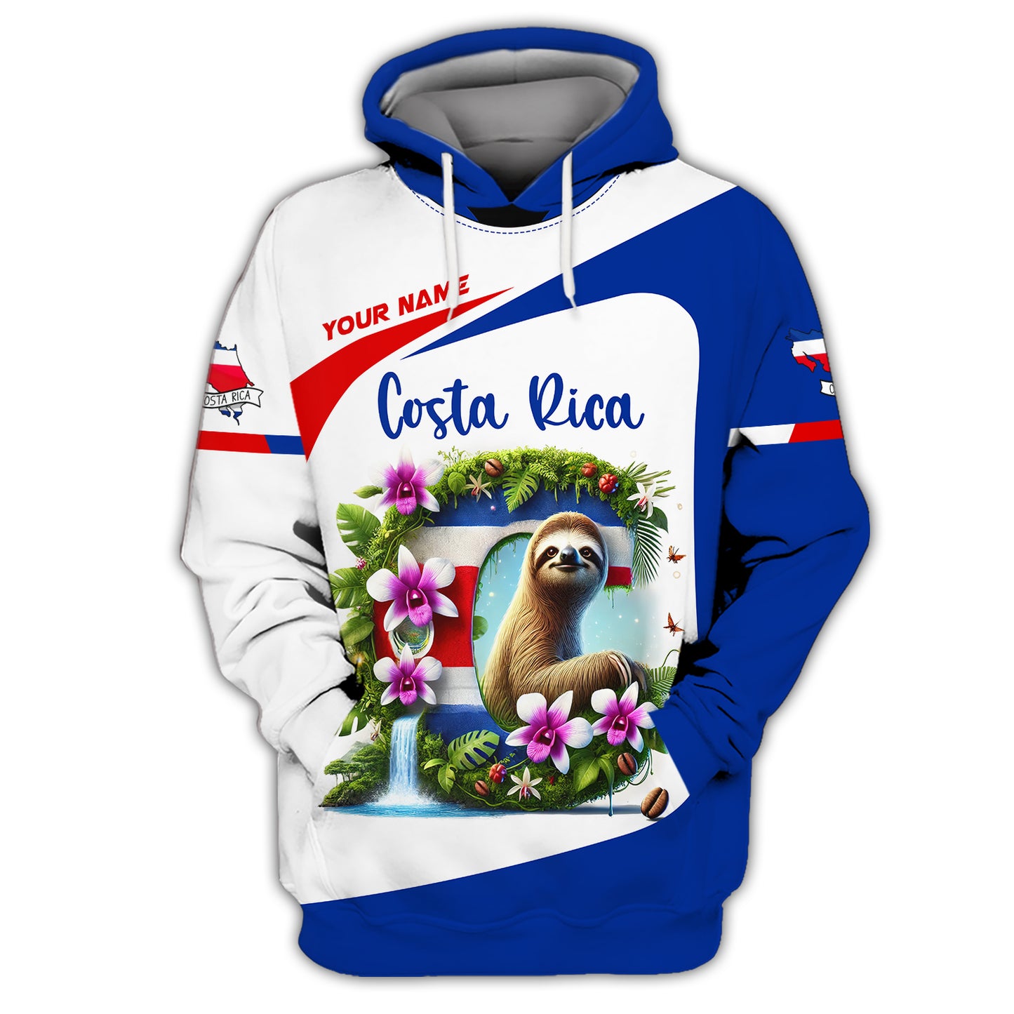Costa Rica Custom 3D Shirt With Sloth Personalized Name Gift For Costa Rica Lovers