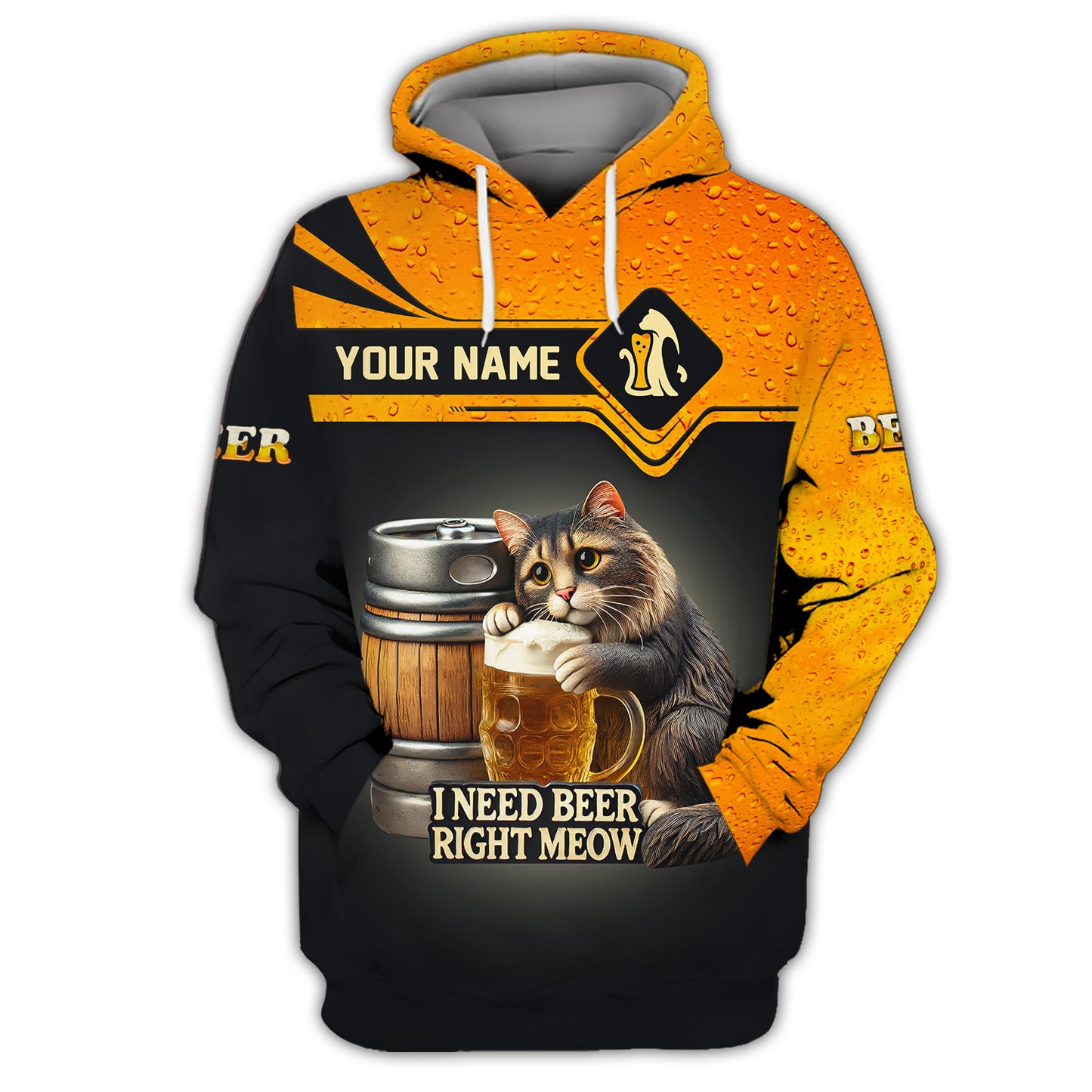 Beer Personalized 3D Shirt I Need Beer Right Meow Custom Name Shirt Gift For Beer Lovers