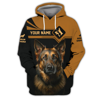 Camisetas de pastor alemán de marta plateada con impresión 3D completa, regalo con nombre personalizado para amantes de los perros