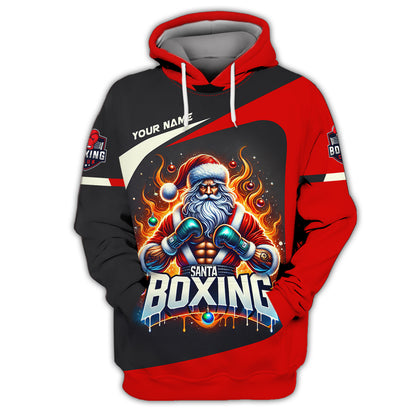 3D Full Print Santa Claus Boxing T-Shirts Personalized Name Gift For Christmas Lovers