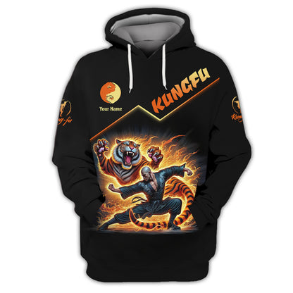 3D Full Print Shaolin Kungfu With Tiger T-Shirt Personalized Name Gift For Shaolin Kungfu Lovers