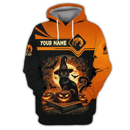 Camisetas de Halloween con estampado completo en 3D de calabaza y luna roja, regalo personalizado con nombre para amantes de Halloween