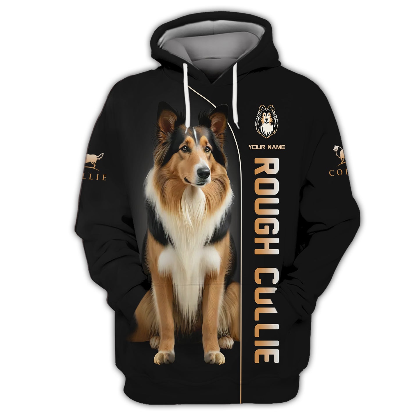 Customizable Rough Collie Zipper Hoodie Personalized Name Gift For Dog Lovers