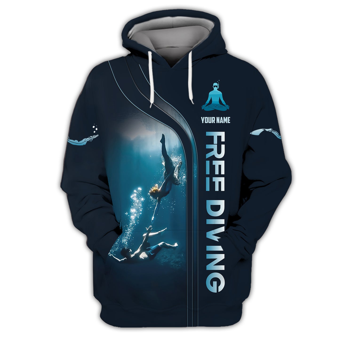 3D Full Print Customizable Freediving T-shirt With Underwater Adventure Personalized Name Gift For Diver Lovers