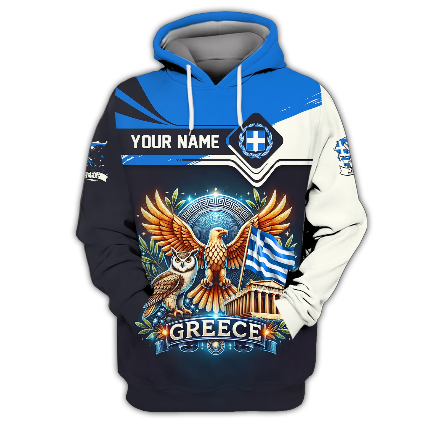 Camiseta personalizada con el nombre de Heracles y la bandera de Grecia con impresión 3D completa para amantes de Grecia