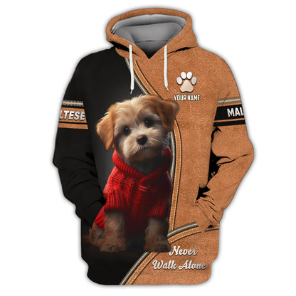 Cute Maltese Dog 3D Shirt Personalized Name Gift For Dog Lovers