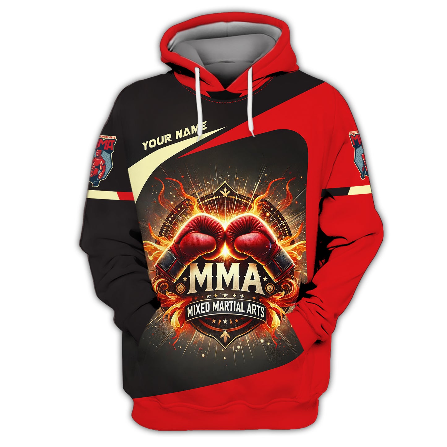 Mixed Martial Arts Personalized Name Flaming MMA Gloves Custom 3D Shirts Gift For MMA Lovers