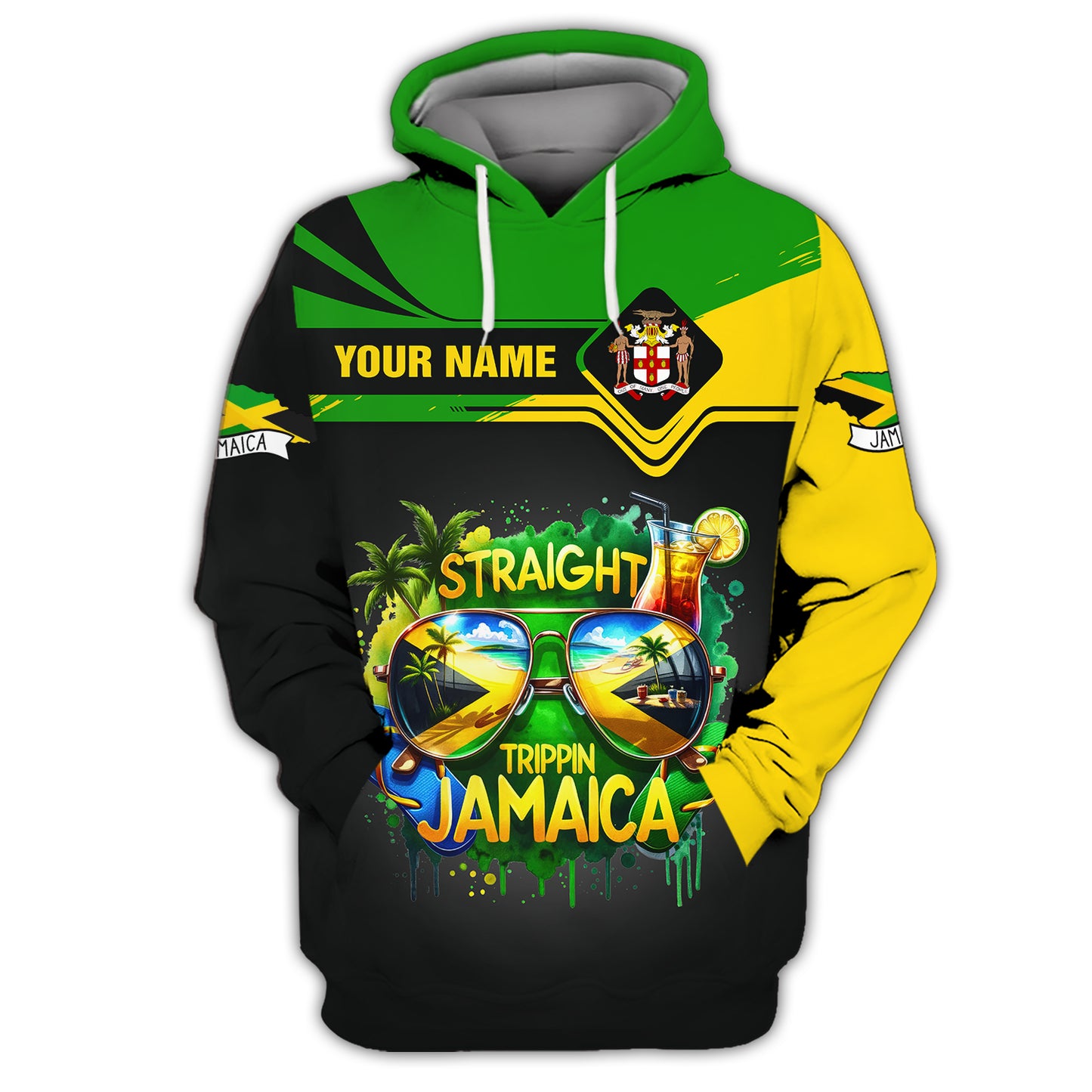 Camiseta personalizada con nombre en 3D del león de Jamaica, regalo personalizado para los amantes de Jamaica