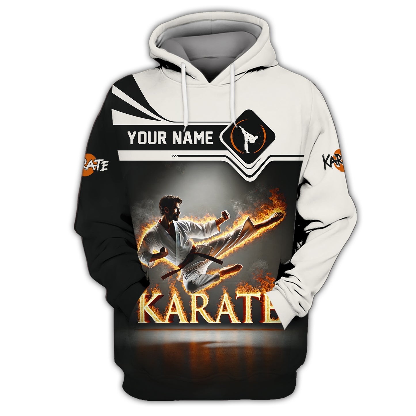 3D Full Print Flaming Karate Master T-Shirt Personalized Name Gift For Karate Lovers