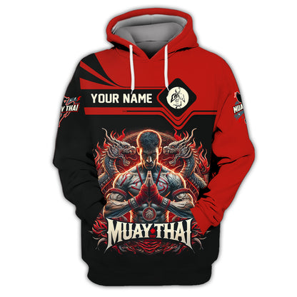 T-shirt personnalisé avec nom de combattant de dragon de Muay Thai Cadeau personnalisé avec nom pour les amateurs de Muay Thai