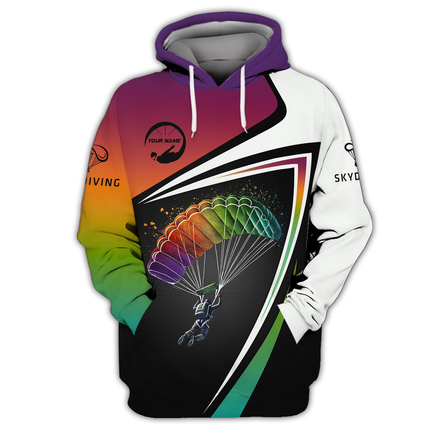 3D Full Print Skydiving Adventure Zipper Hoodie Personalized Name Gift For Skydiving Lovers