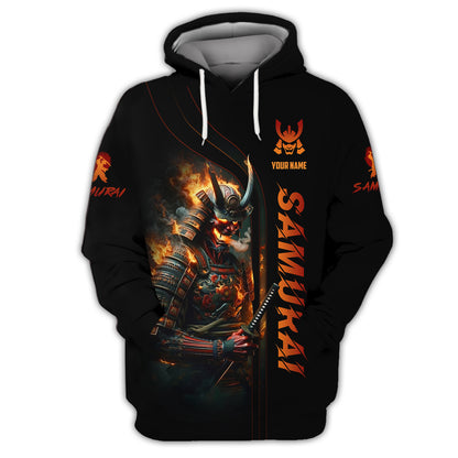 3D Full Print Samurai With Fire  Shirt Personalized Name Gift For Samurai Lovers