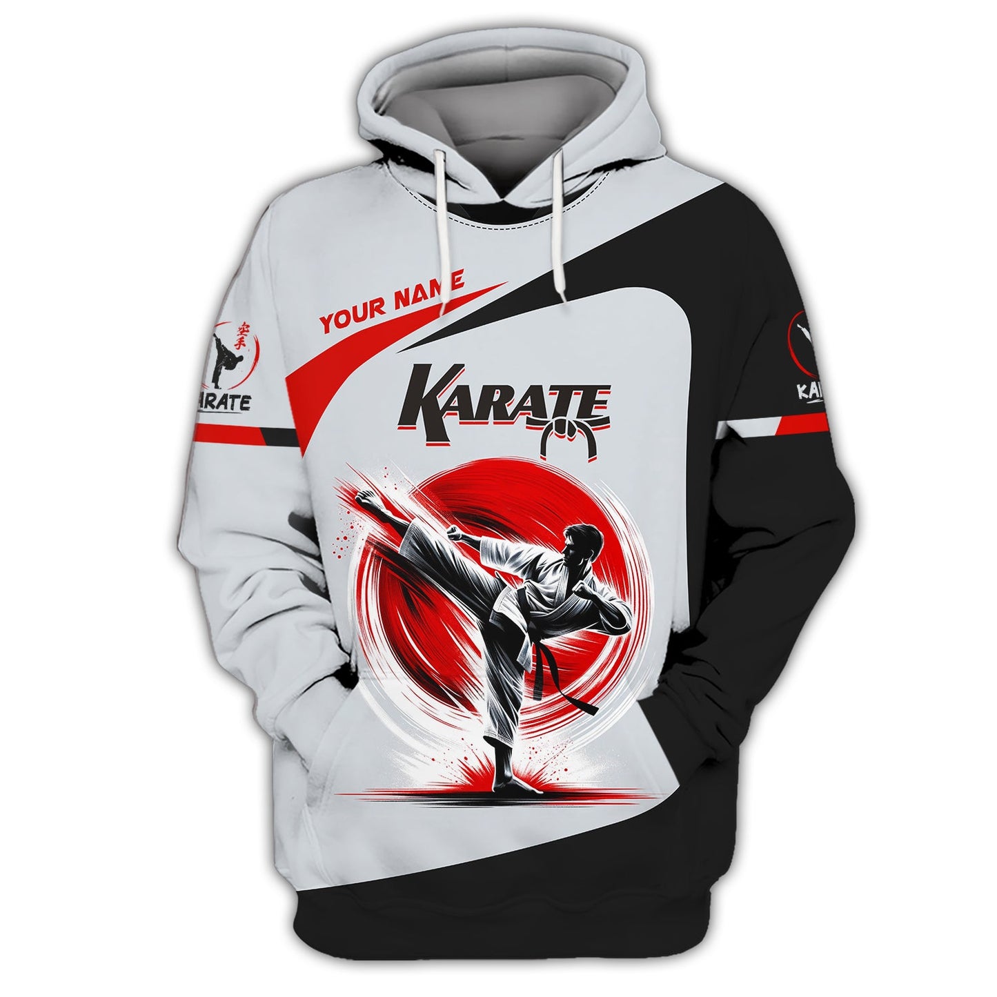 Camiseta de hombre de karate con nombre personalizado, sudadera con cremallera de karate en 3D, regalo personalizado para amantes del karate