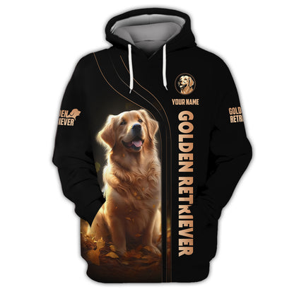 3D Full Print Golden Retriever T-Shirts Personalized Name Gift For Dog Lovers