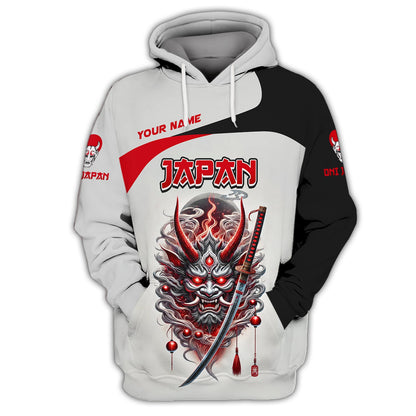 Oni Mask Japan Custom Zipper Hoodie Japanese 3D Shirt Gift For Japan Lover