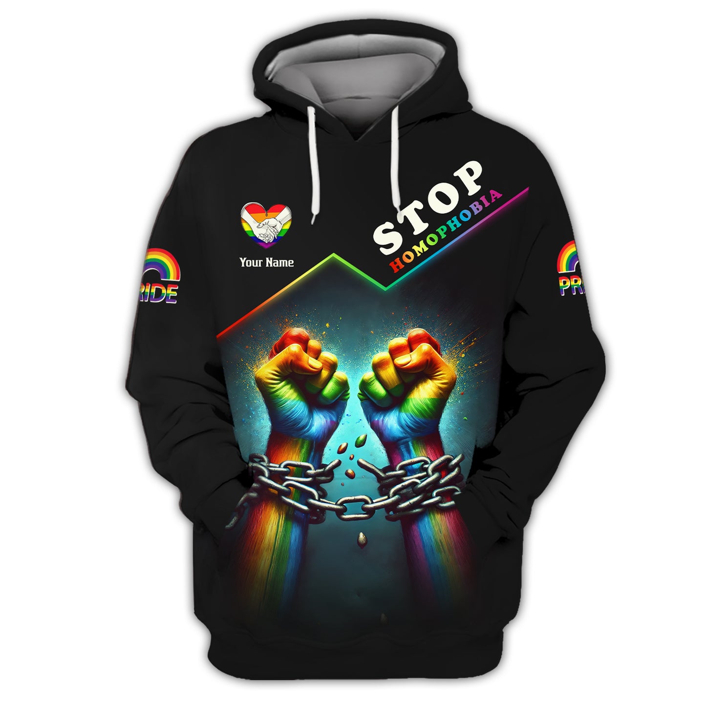 LGBT Pride Custom Name 3D Zipper Hoodie Stop Homophobia Shirt Gift For LGBT Lovers