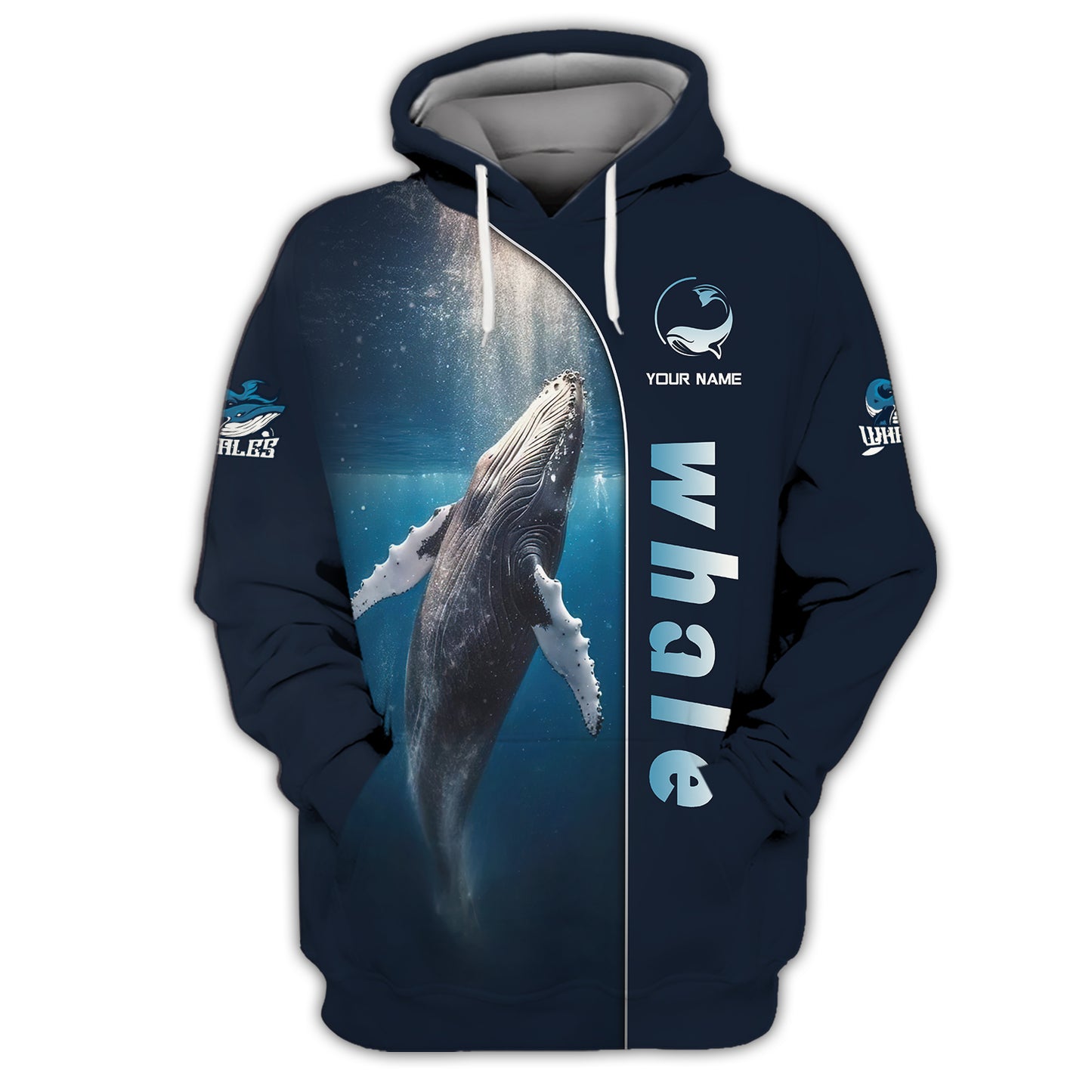 Personalized Name Whale 3D Zipper Hoodie - Embrace The Spirit Of The Ocean