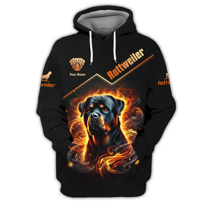 Rottweiler With Fire Custom 3D Shirt Gift For Dog Lovers