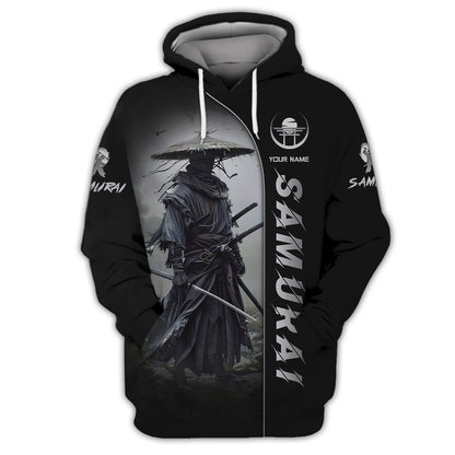 3D Full Print Dark Warrior Samurai T-Shirt Personalized Name Gift For Samurai Lovers