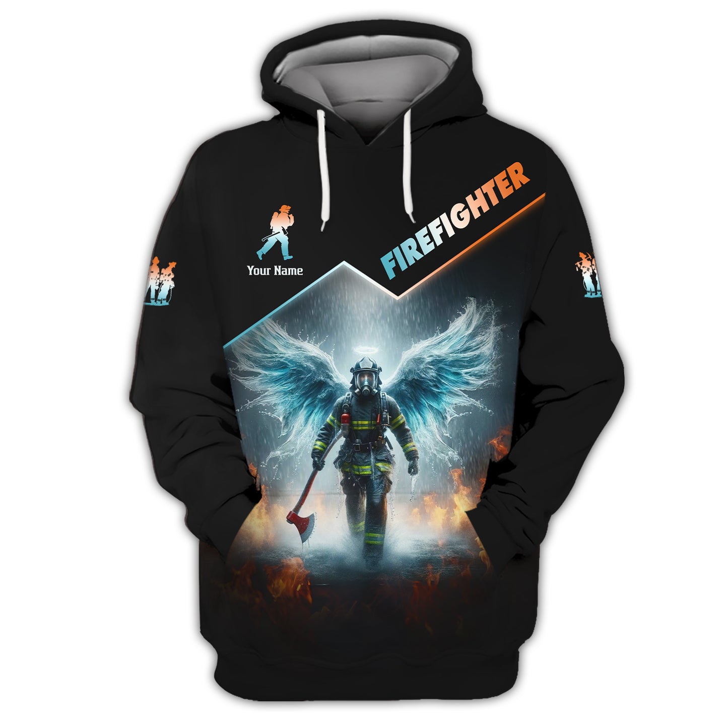 Custom Firefighter Angel Zipper Hoodie Personalized Name Gift For Firefighter Lovers