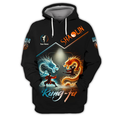 T-shirt 3D Full Print Shaolin Kungfu Elemental Dragon Clash Cadeau personnalisé pour les amateurs de Shaolin Kungfu