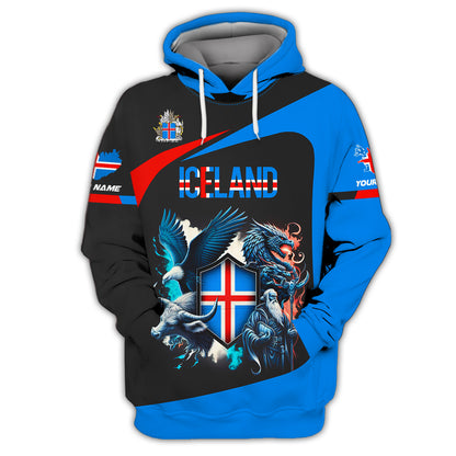 Coat Of Arms Iceland Custom T- Shirts Gif For Icelandic Lover 3D Shirt