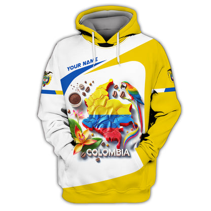 Personalized Colombia Map 3D Shirt Gift for Colombian Lovers