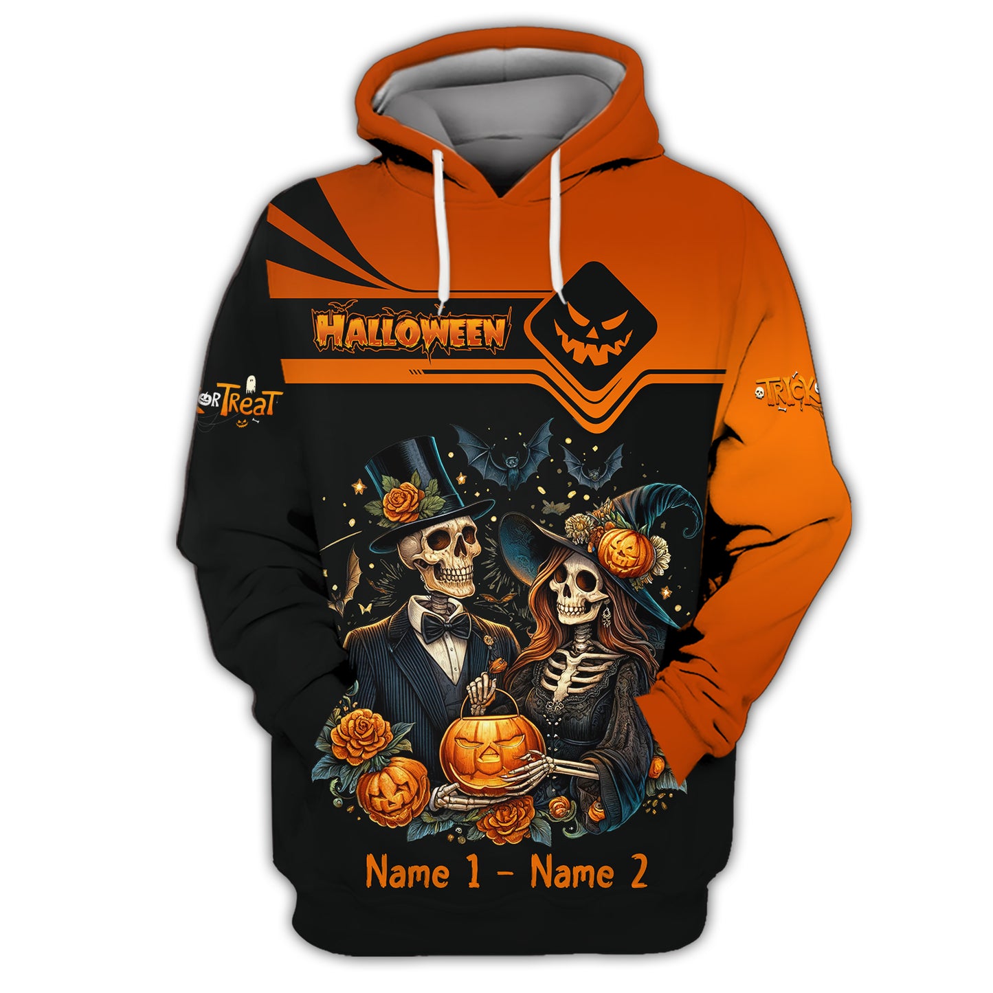 Happy Halloween Custom Name 3D T-Shirts Couple Skull Shirt Gift For Halloween Day