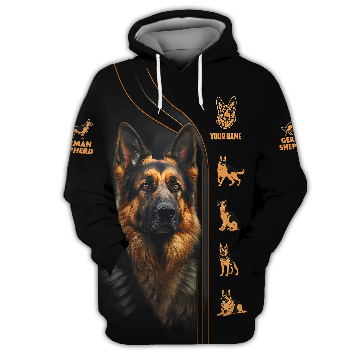 Camiseta con nombre personalizado de pastor alemán, regalo para amantes de los perros, camisetas 3D